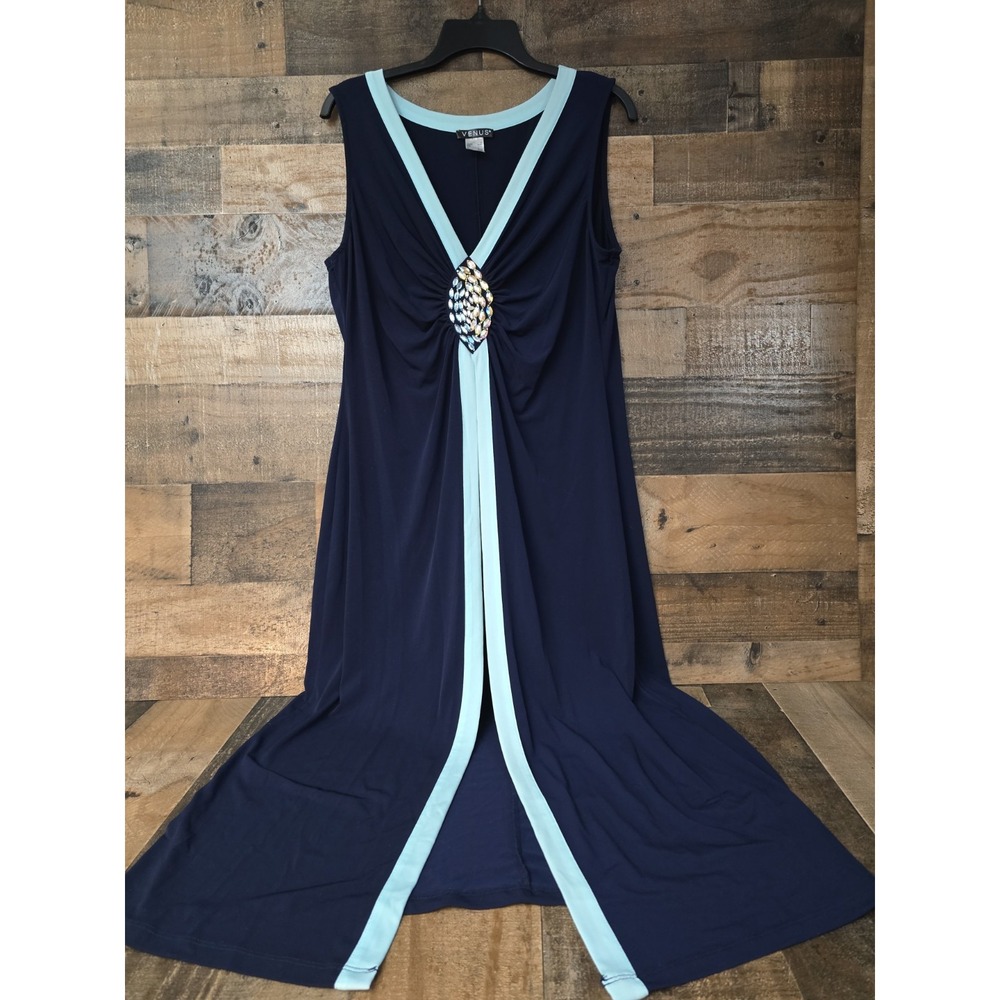 Venus Maxi Open Front Ruched Dress Rhinestone Brooch Cocktail Wedding Event XL